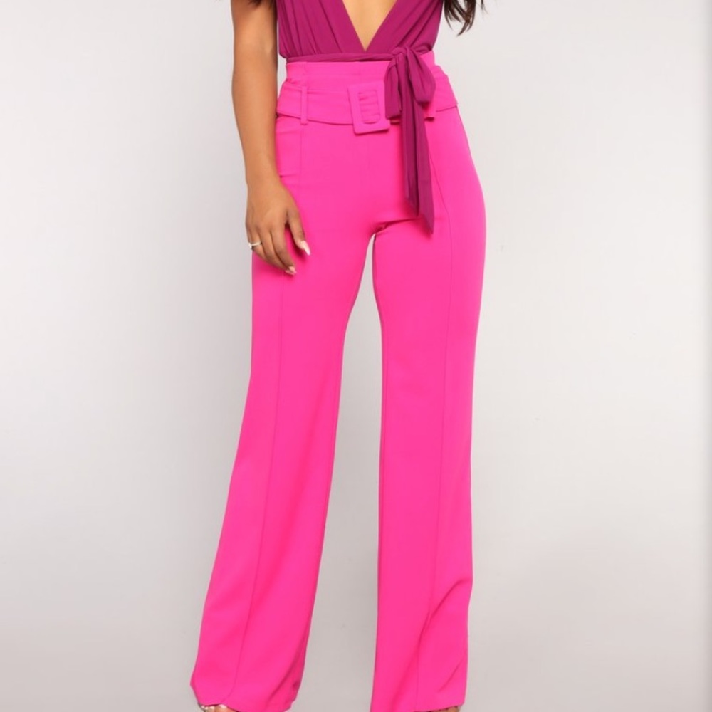 Fashion Nova tabitha belted fuscia Pants